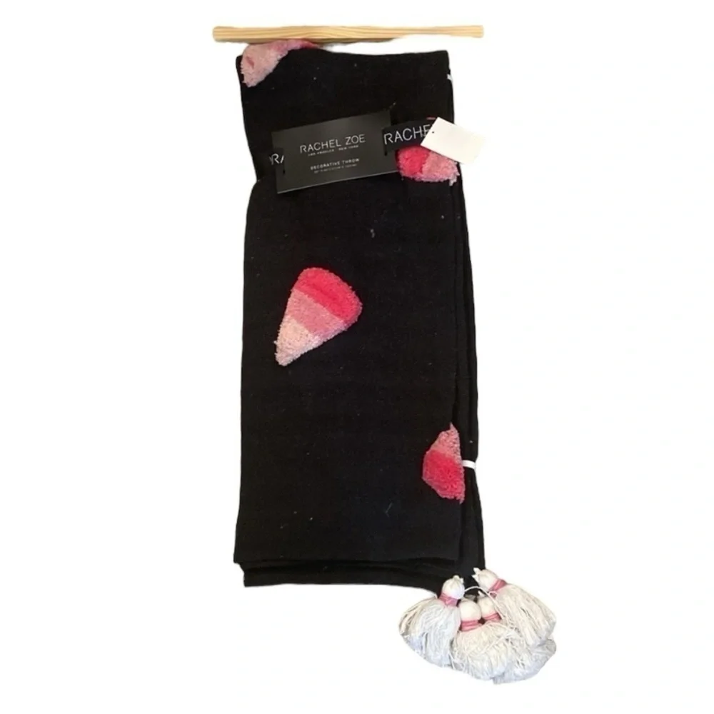 Rachel Zoe Pink Candy Corn Blanket NEW Throw Viral TikTok Tok Halloween Black